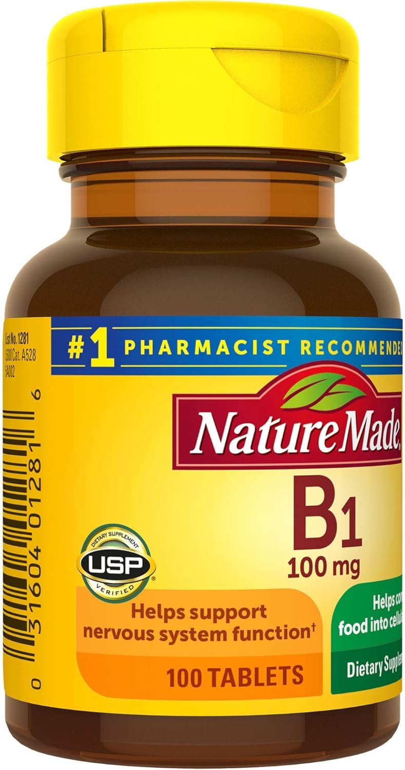 Nature Made Vitamin B1 100 mg, Dietary Supplement for Energy Metabolism Support, 100 Tabletss, 100 Day Supply. No Artificial Flavors 99 Count (Pack of 1)