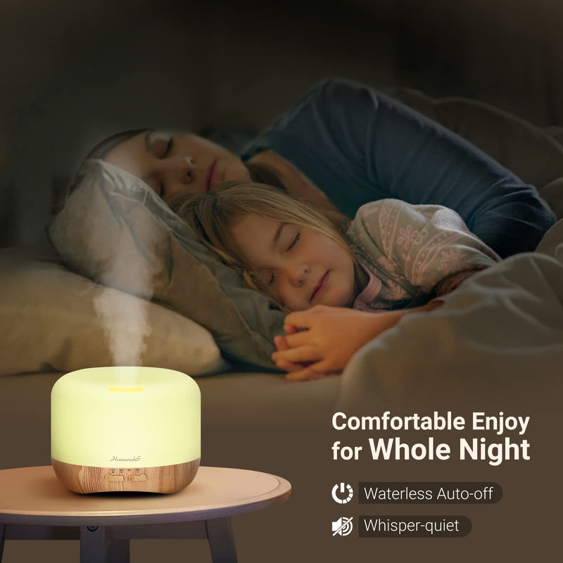 [Australia] - Homeweeks 300ml Essential Oil Diffuser, Quiet Aromatherapy Mist Diffusers for Essential Oils, Wood Grain Ultrasonic Oil Diffuser with Remote Control,Timer, 7 Colors Light for Bedroom (300ml)… 300 ml 