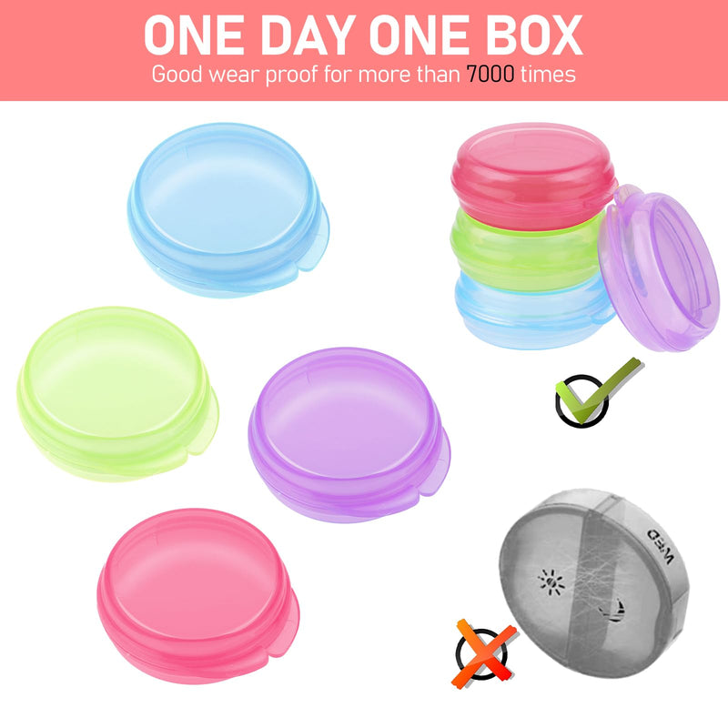 4 Pcs Mini Pill Organizer Small Pill Box Cute Portable Pill Case for Pocket Purse Travel Storage Containers Earplug Case Medicine Dispenser Vitamin Holder(Blue+Pink+Purple+Green) Blue+pink+purple+green
