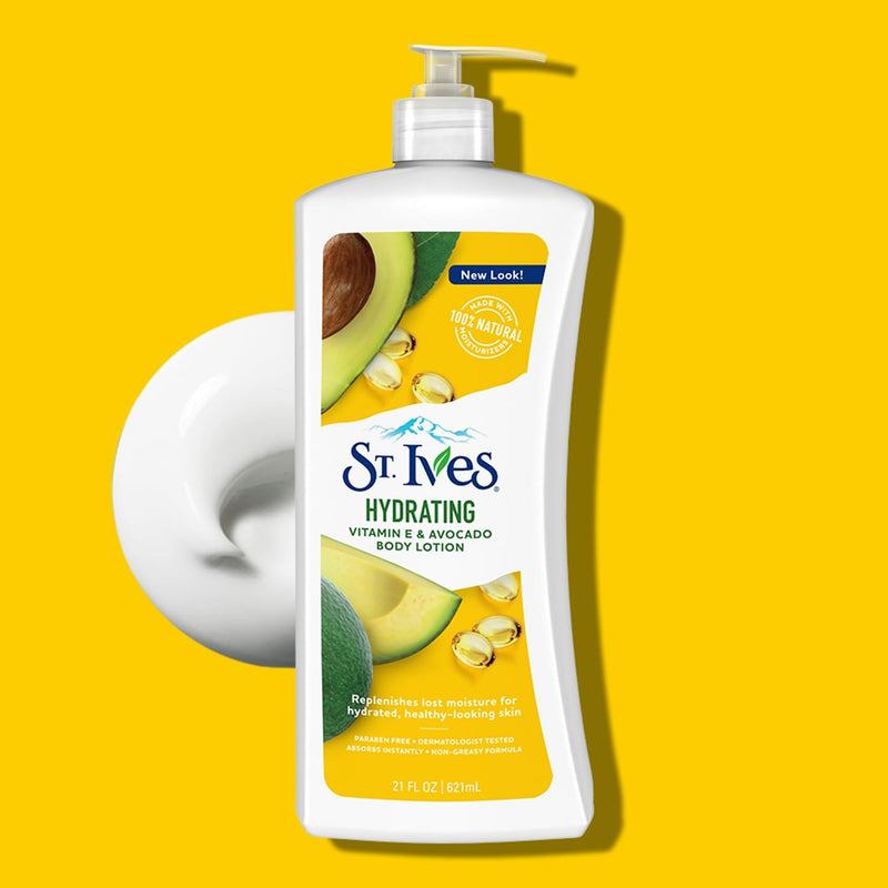 St. Ives Hydrating Hand & Body Lotion Moisturizer for Dry Skin Vitamin E & Avocado Made with 100% Natural Moisturizers 21 oz 21 Fl Oz (Pack of 1)