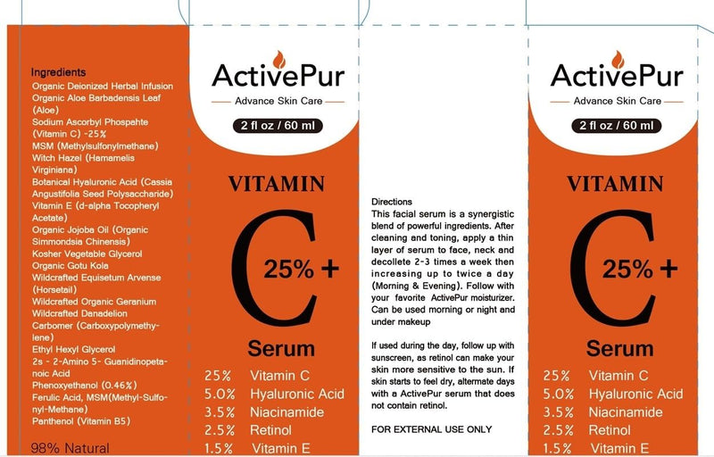 25% Best Vitamin C Serum for Face – 2oz/60ml | Vit C Serum Face with Hyaluronic Acid, Vitamin E, Retinol, Ferulic Acid & Niacinamide | Brightening Care for Dark Spots, Fine Lines & Wrinkles