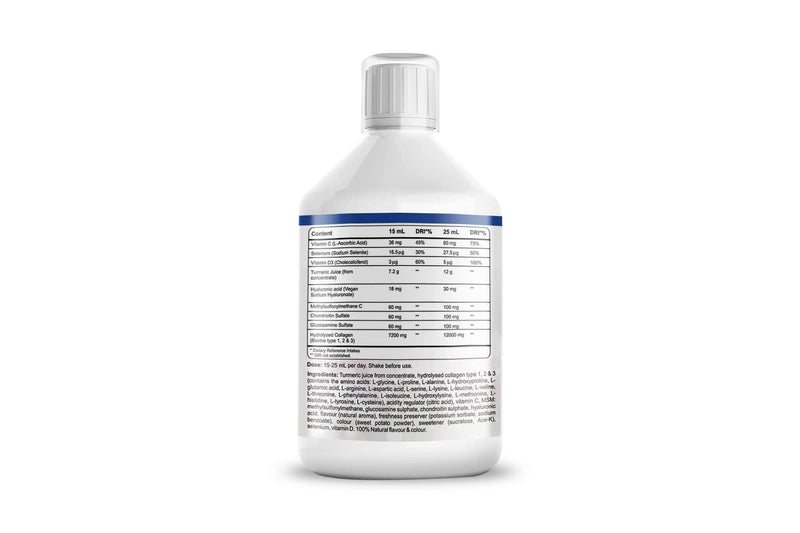 PharmaFlex Liquid Joint Support Max 500 mL - Type 1, 2 & 3 Collagen 12000 mg - with Glucosmaine, Chondroitin, MSM, Turmeric and Hyaluronic Vitmain C - Natural Berry Flavour - High Absorption Rate