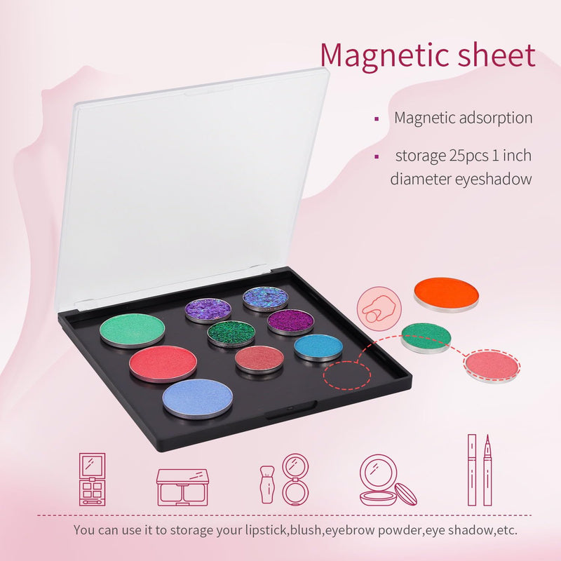 [Australia] - Magnetic Makeup Palette with Frosted Clear Top, 3Pack Empty Eyeshadow Dispensing Storage Box with 60Pcs Adhesive Metal Stickers for DIY Cosmetics Powder-5.72”X5.98”Palette 