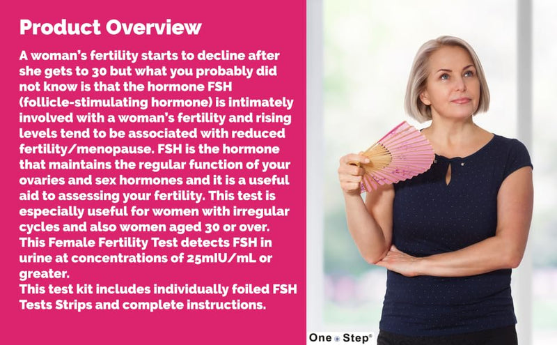 [Australia] - One Step Female Fertility Test Strips, 5 Test Pack, Peri Menopausal, Menopause Testing Kit, Home Urine FSH Test 