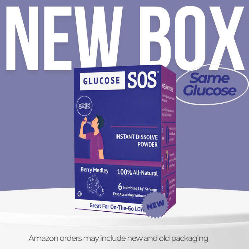 [Australia] - Glucose SOS Glucose Berry Medley Glucose Powder, Natural Dextrose Packets, Fast-Absorption, Instantly Dissolves, No Water Needed, 6 Sachets per Box 0.55 Ounce (Pack of 6) 