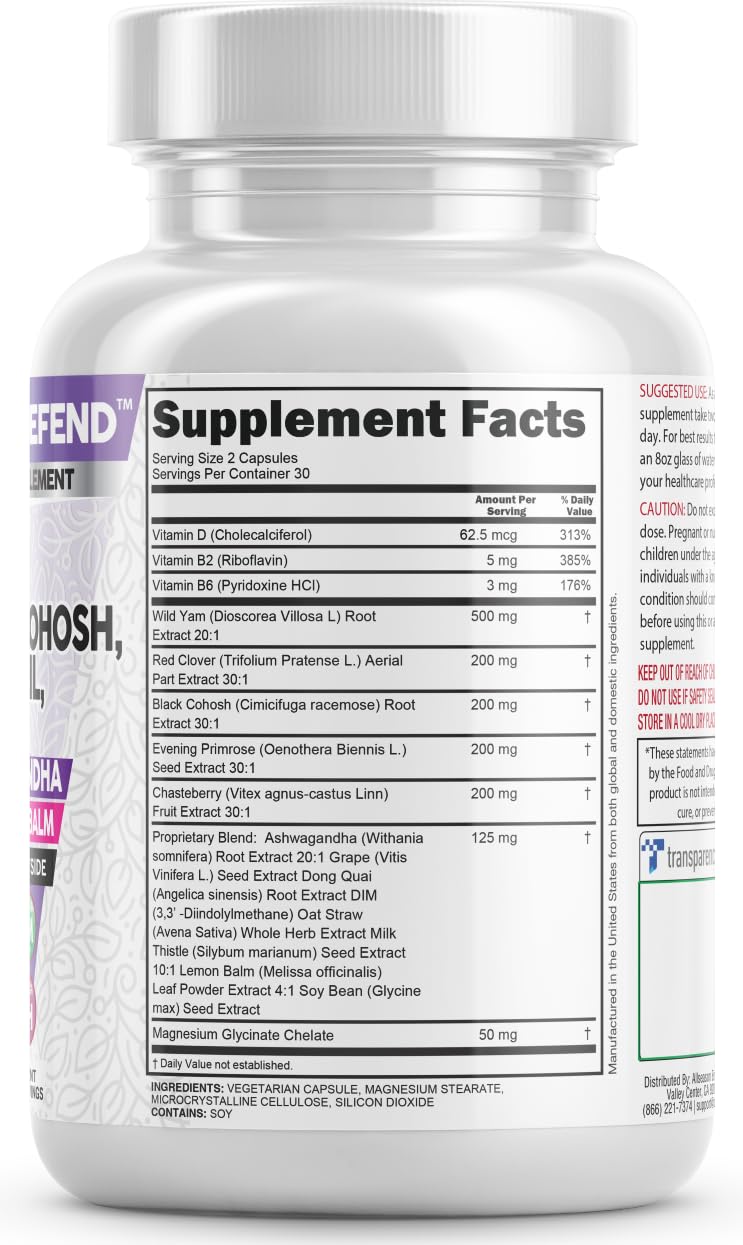 [Australia] - Clean Nutra Wild Yam Root Capsules with Red Clover Black Cohosh Evening Primrose Oil Chasteberry Dong Quai DIM Ashwagandha Grape Seed Extract Milk Thistle Lemon Balm and more Hormone Balance For Women 