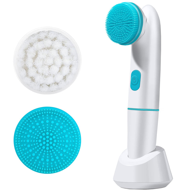Electric Facial Cleansing Brush Set - Deep Cleansing System - Silicone & Bristle Brush Heads - 2-Speed Modes - Waterproof - Sensitive Skin
