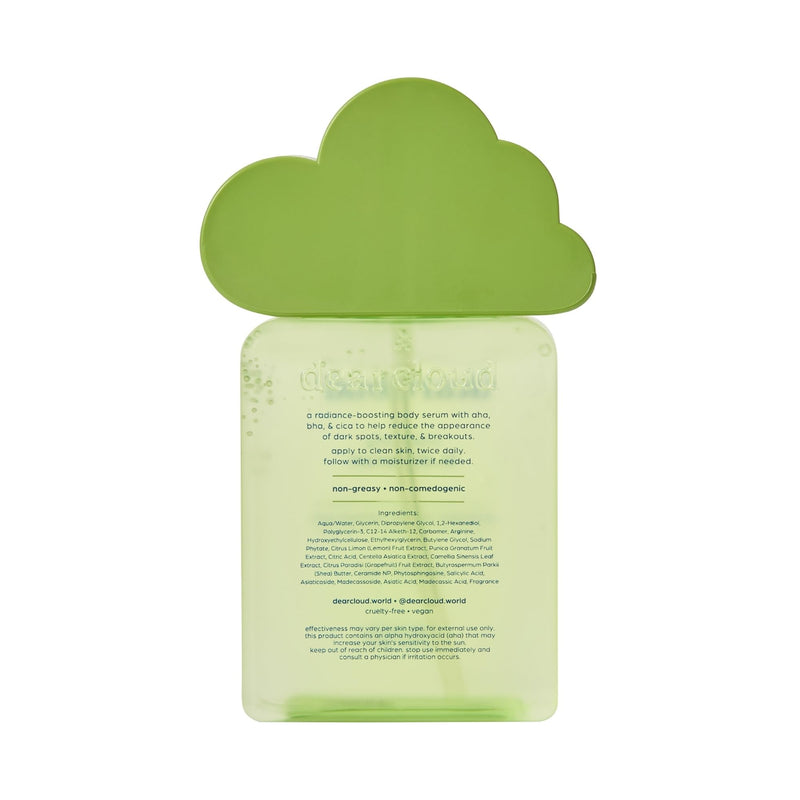dearcloud Clarifying Body Serum – AHA, BHA & Cica (5.24 oz) | Niacinamide · Hyaluronic Acid · Vitamin C · for smooth, supple skin · 5.24 oz
