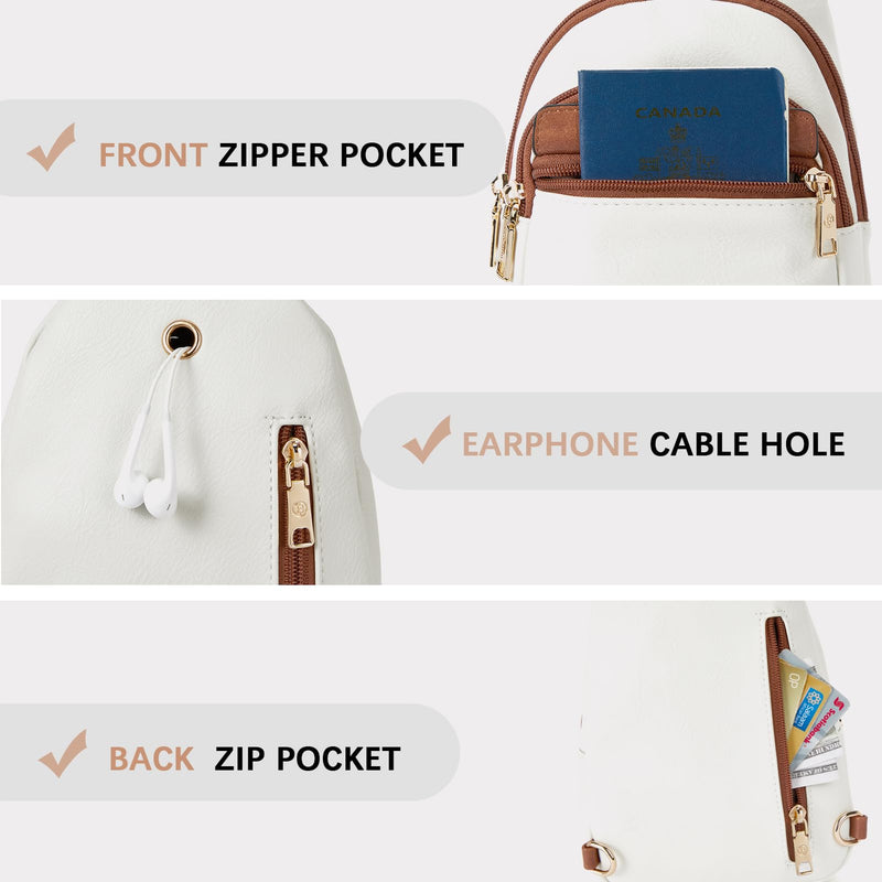 BOSTANTEN Sling Bag for Women Leather Crossbody Bags Fanny Pack Chest Bag for Travel | Adjustable Wide Strap, Small, Anti Theft, Lightweight, Multi Pockets and Carrying Way, Card Slot, Cute Trendy for Everyday A-beige