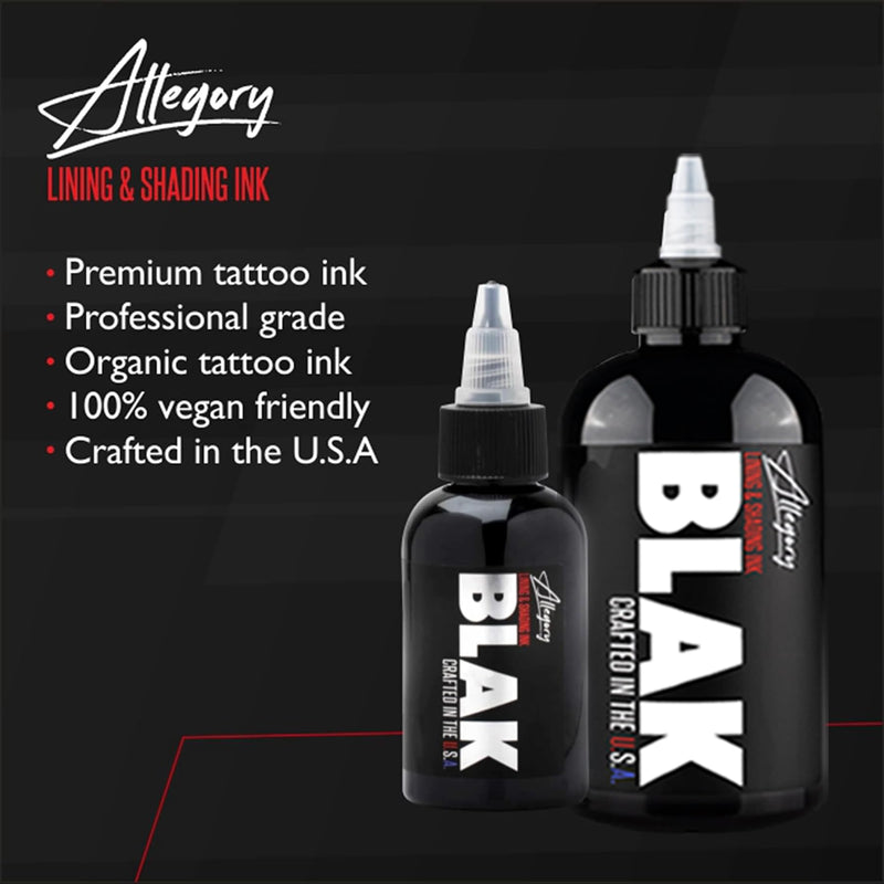 [Australia] - Tattoo Ink ‚Äì Blak, Premium Black Tattoo Ink, Perfect for Lining and Shading, Smooth, Consistent Pigment, Vegan Friendly Tattoo Color, Organic Ink, Crafted in The USA, 8 oz 