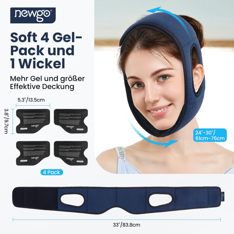 [Australia] - NEWGO Cooling Pads Wisdom Tooth Cooling Compress, Ice Pack for Jaw Pain Relief, TMJ, Oral Surgery, Tooth Removal & Dental Implants, 4 Hot Cold Packs Reusable-Dark Blue 