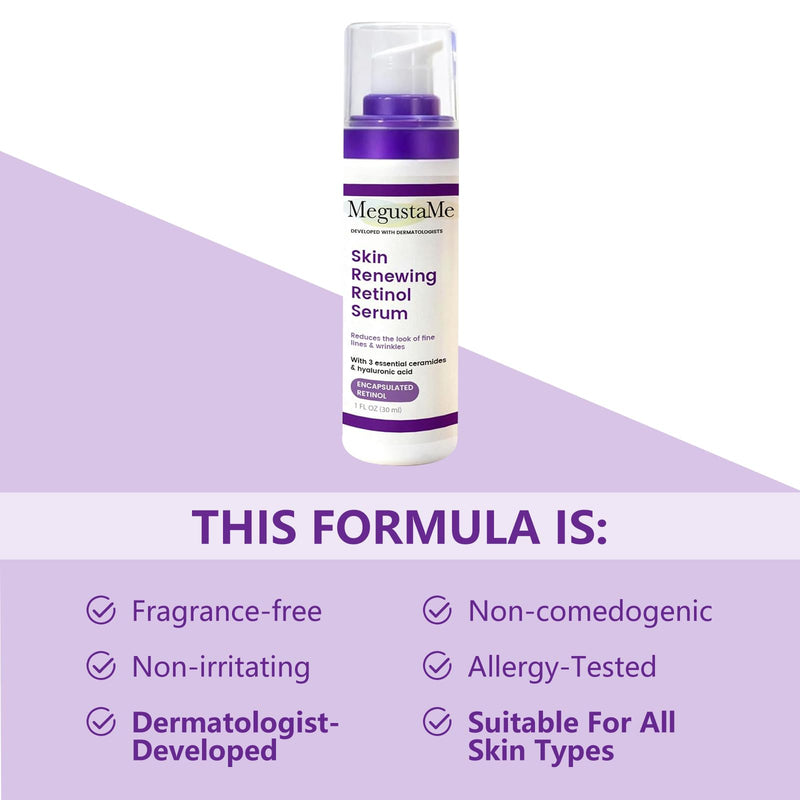 Hyaluronic acid essence contains vitamin B5 and ceramide to moisturize and repair skin barrier, improve the appearance of dry and fine lines (Skin Renewing Retinol Serum)