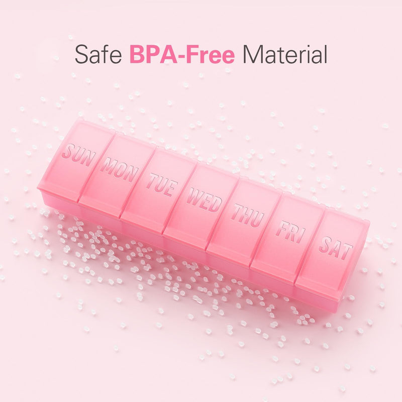 Barhon Large Weekly Pill Organizer, Big Vitamin Organizer Case for 7 Day, Travel Medicine Pill Box to Hold Various Supplements and Fish Oil, Sakura Pink
