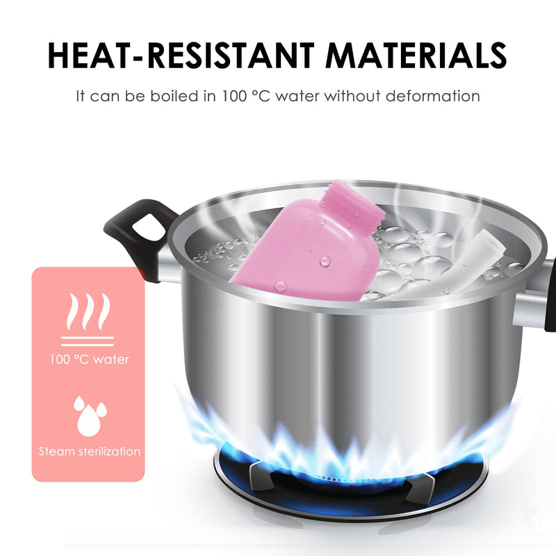 [Australia] - RUFCRIL Mini Peri Bottle, 350ml Portable Travel Bidet with Extra Ring and Carry Bag, TPE Material for High Temperature Resistance, Essentials for Postpartum Perineal Care,Hemorrhoid Treatment, Pink 