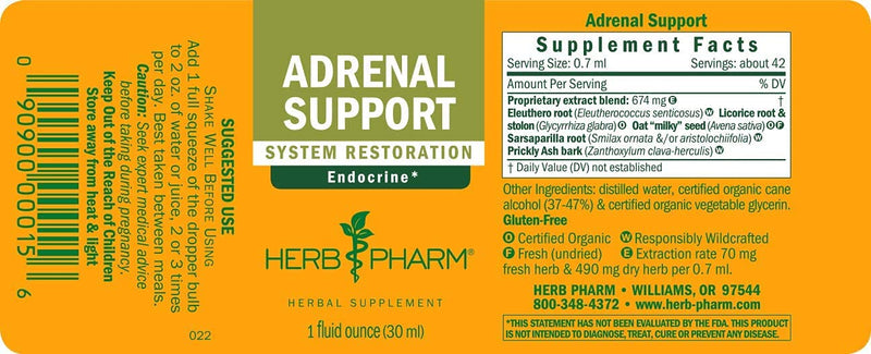 [Australia] - Herb Pharm Adrenal Support Liquid Herbal Formula with Eleuthero and Licorice Liquid Extracts - 1 Ounce 1 Fl Oz (Pack of 1) 