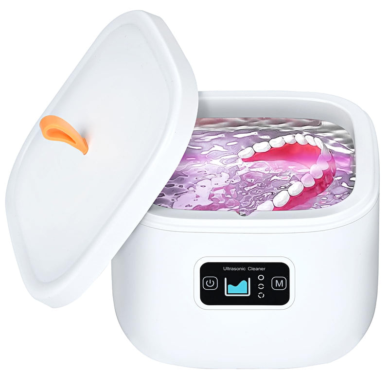 [Australia] - Livofloral UV Ultrasonic Cleaner for Dentures, UV Ultrasonic Cleaner 45kHz / 255ML / 3 Time Function Portable Ultrasonic Device for Dentures Jewelry Toothbrush Head Aligner Retainer, White White 255 ml 