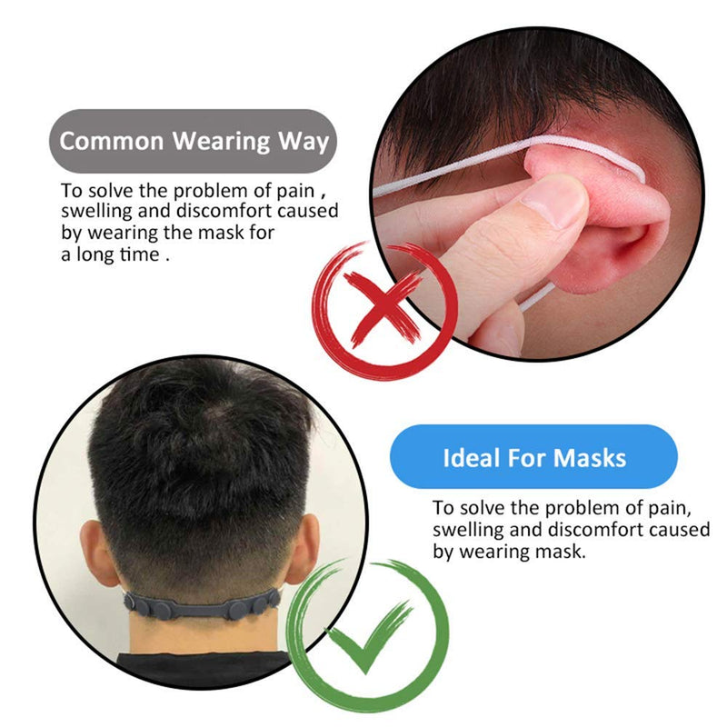 [Australia] - 4 PCS Extended Silicone Bands Anti-Tightening Strap for Masks to Prevent Ear Pain,Adjustable Comfort mask Grips Extension Buckle Holder Hook Ear Strap,Black 4 Count (Pack of 1) Black 