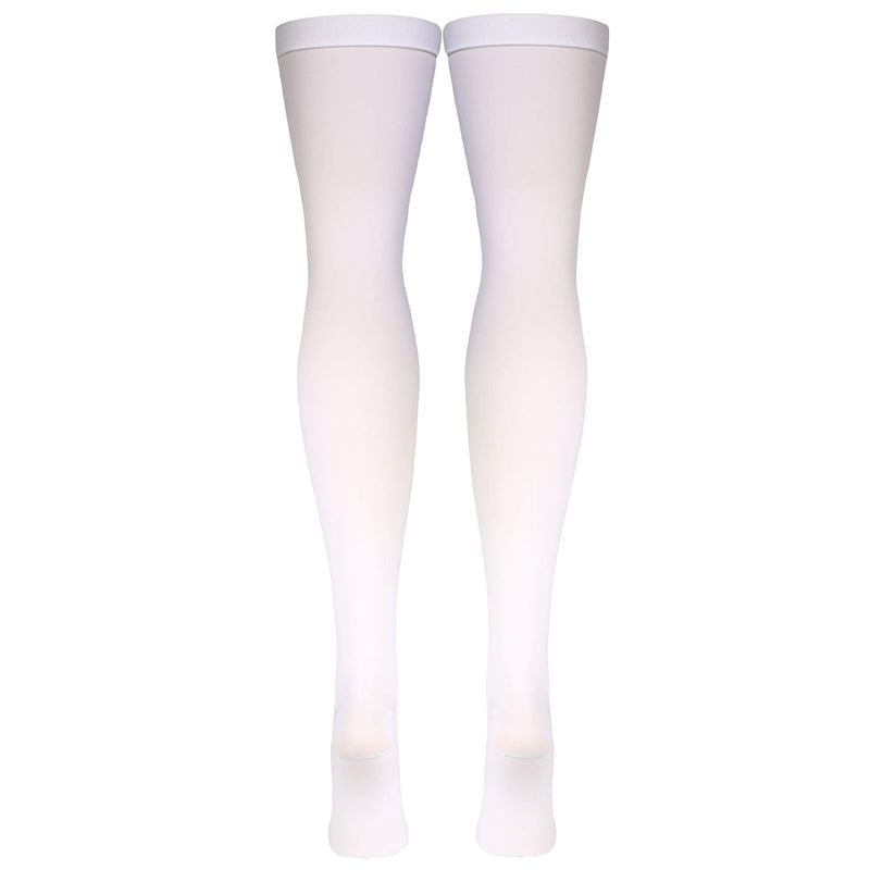 [Australia] - Truform Surgical Stockings, 18 mmHg Compression for Men and Women, Thigh High Length, Open Toe, Beige, White, Large Large (1 Pair) 