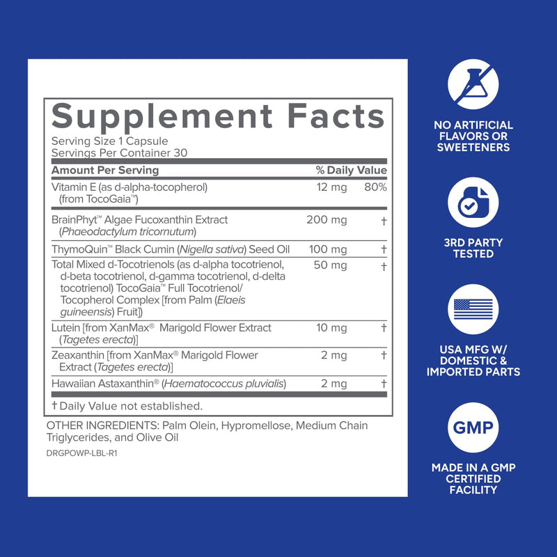 Gundry MD® Power Phenols Brain Health & Energy Supplement, 30 Servings | Cognitive Support, Focus & Productivity Enhancement, Energy Boost, Sugar & Artificial Sweetener Free, With Astaxanthin