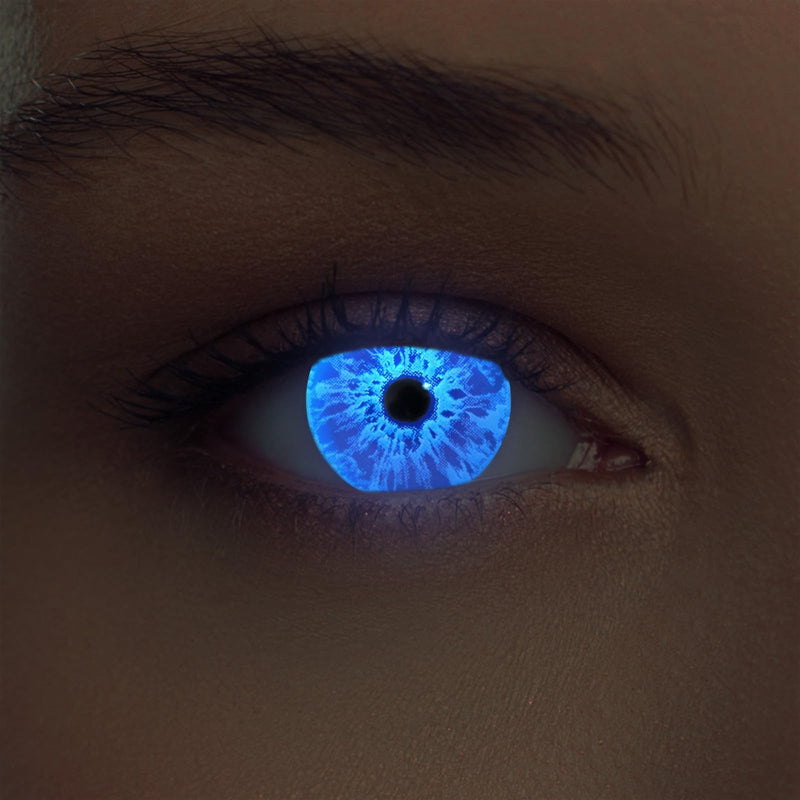 [Australia] - DESIGNLENSES, Luminous Halloween The Purge Costume Contact Lenses Blue, 1 Pair (2 Pieces), Soft UV Neon Color Lenses "Sparkle" (Sparkle Blue, 14.00, 0.00) 0.0 2 Pieces (Pack of 1) 