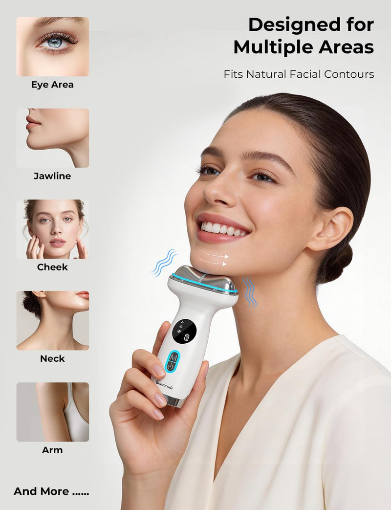Cold & Heat Face Sculpting Tool with Red Light, Gua Sha & Serum | Hot Electric Gua Sha & Cold Depuffing, 7-in-1 facial tool, for depuffing, sculpting and contouring face, neck and eye area 1 Pack