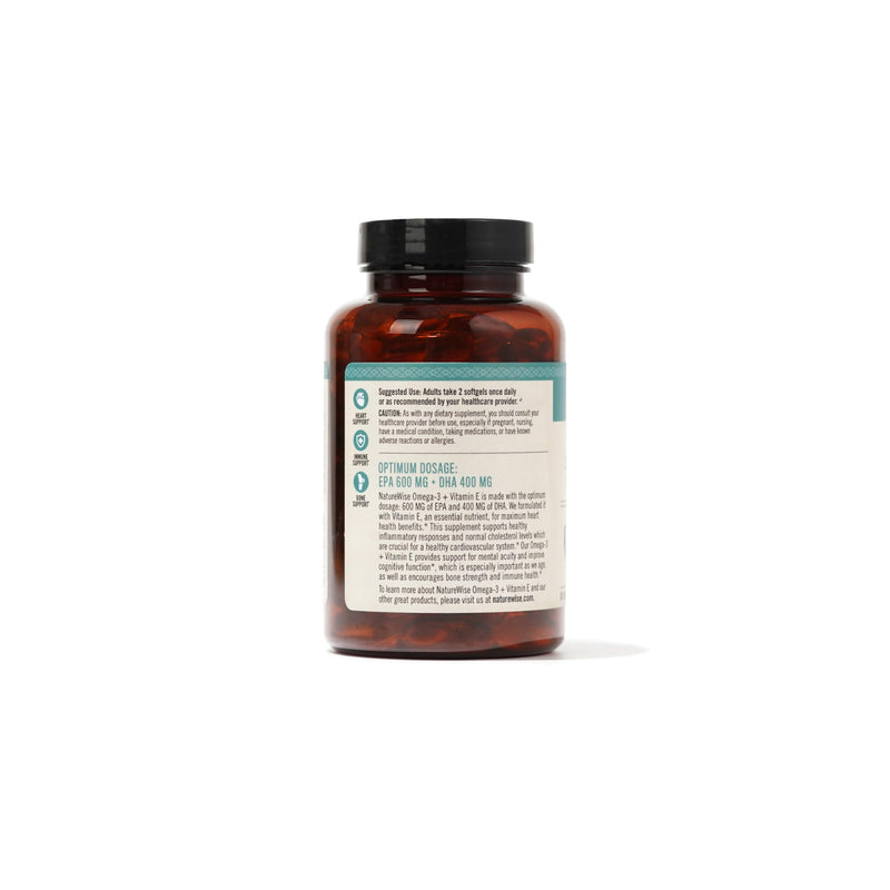 [Australia] - NatureWise Extra-Strength Omega 3 Fish Oil Supplement - 1000mg per Serving - 600 EPA & 400 DHA and Vitamin E - Support for Heart & Brain Health - Lemon Flavor, Non-GMO - 60 Softgels[1-Month Supply] 60 Count (Pack of 1) 