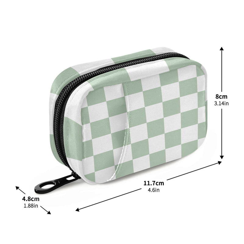 Checkered Green and White Travel Pill Organizer Weekly Small (Cute) Pill Box 7 Day Pill Case Vitamin Holder Pill Bottle Organizer Checkered Green and White one size