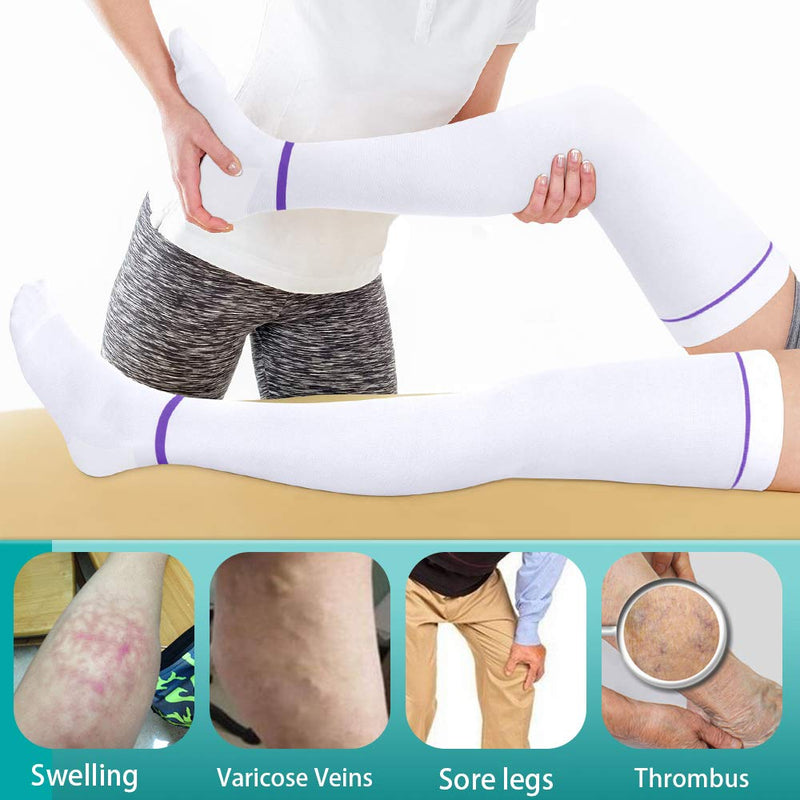 [Australia] - T.E.D. Anti Embolism Stockings Thigh High Knee High for Women Men, 15-20 mmHg Compression TED Hose with Inspect Toe Hole 1-thigh High White XX-Large 