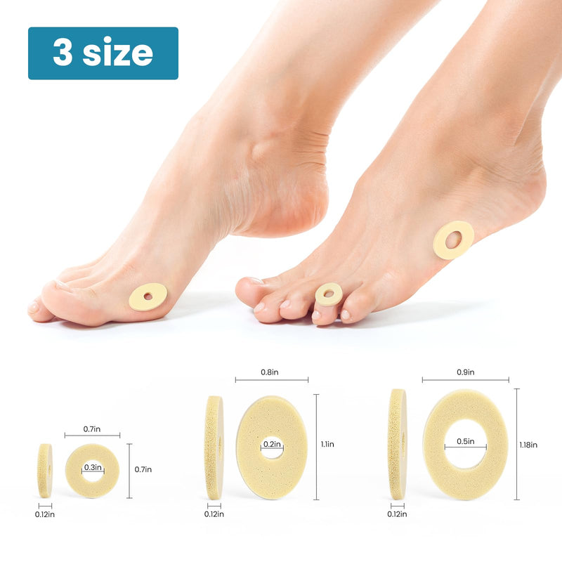 [Australia] - Corn Cushions for Toes and Feet - 90 Count Callus Cushions to Protect Sore Spots with Foam Padding - Self-Stick Adhesive Pads - Relief Pain, Pressure and Friction from Shoes, Long Lasting 90 Count (Multi-Size) Beige 