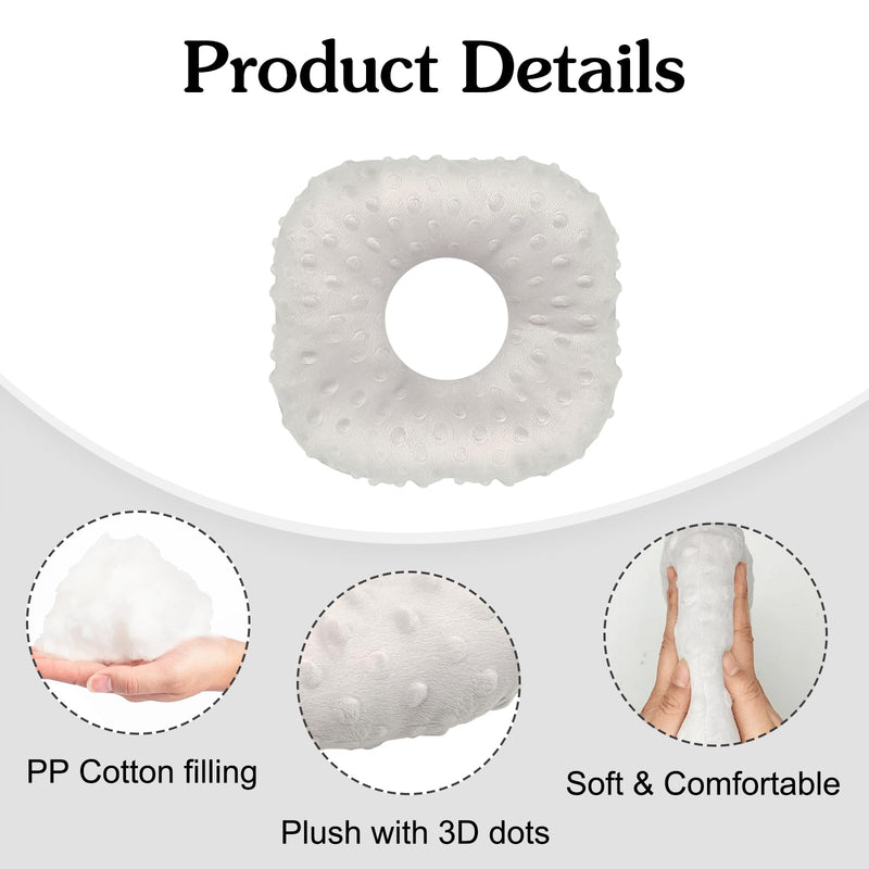 [Australia] - Ear Piercing Pillow, Side Sleeper Pillow with an Ear Hole, Ear Protector Pillow for Ear Pain CNH Piercing Pain Relief Sleeping Pressure Sores, Minky Dot (Gray) 