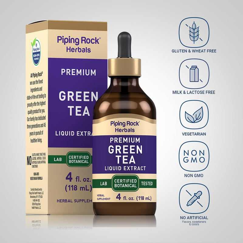 [Australia] - Piping Rock Green Tea Extract Liquid | 4 Fl Oz | Premium Herbal Supplement | Vegetarian | Alcohol Free | Non-GMO, Gluten Free 