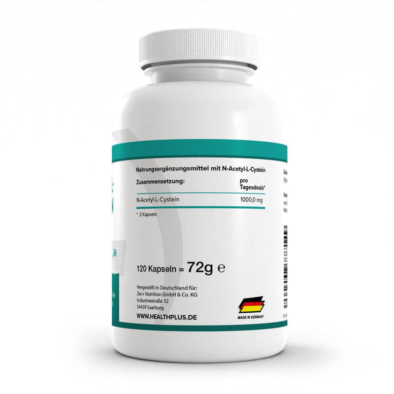 [Australia] - Zec+ Nutrition Health+ N-Acetyl-L-Cysteine - 120 L-amino acid capsules, contains 500 mg of pure acetylcysteine per capsule, high-dose NAC capsules, Made in Germany 