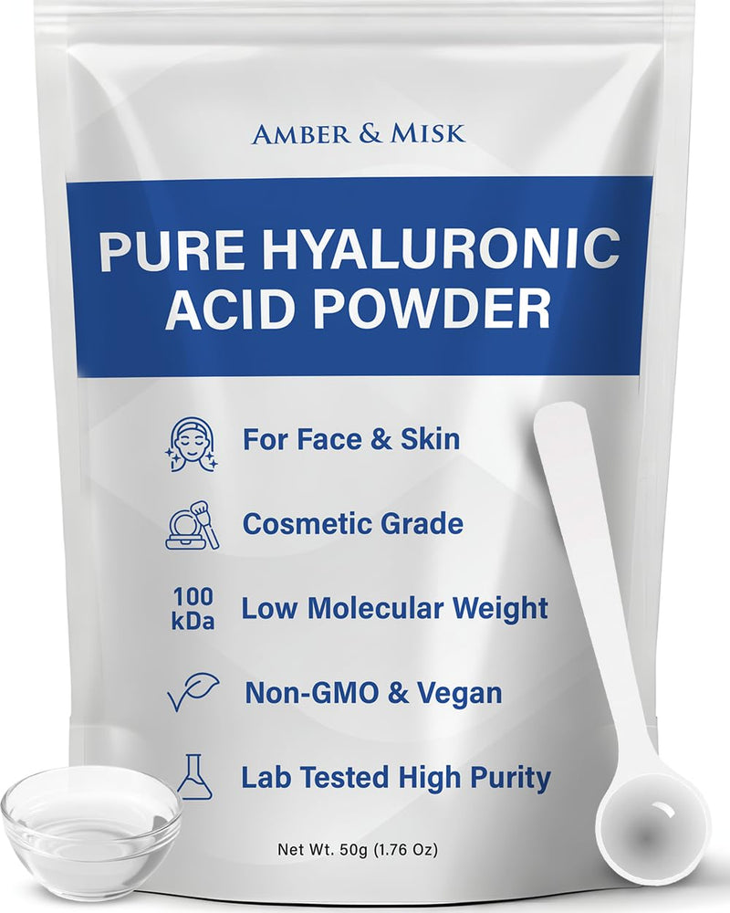 [Australia] - Pure Hyaluronic Acid Powder for Skin & Face - Cosmetic Grade, Low Molecular Weight, DIY Serums for Deep Penetration and Organic Skin & Body Hydration, Acido Hialuronico en Polvo, Includes Scoop (50g) 
