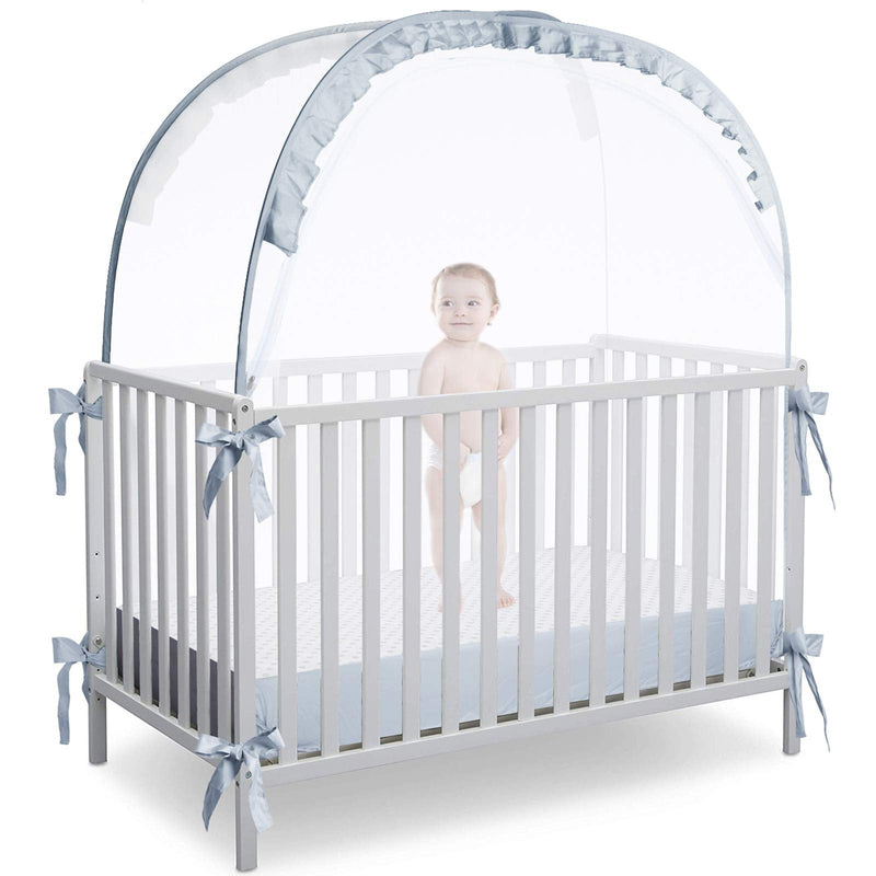 [Australia] - Crib Tent Crib Net to Keep Baby in, Pop Up Crib Tent Canopy Keep Baby from Climbing Out (55.2" L x 27.6" W x 51.6" H) Gray 