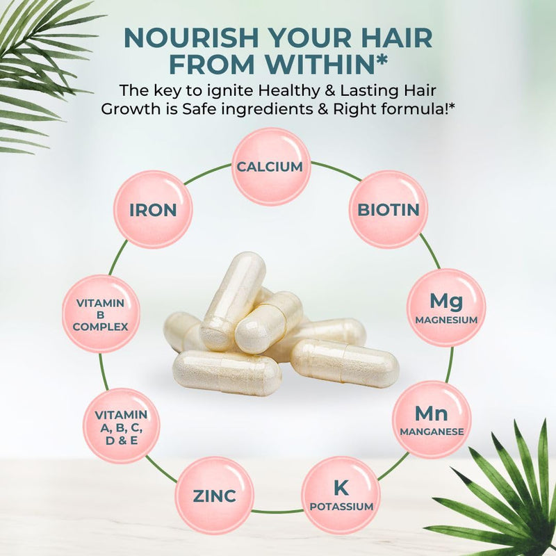 VITAL NUTRITIVE Biotin Hair Growth Vitamins - Hair, Skin & Nails Supplement | Biotin & B-complex for stronger hair, skin & nails. Hormone-free, gluten-free. For women & men. 120 count.