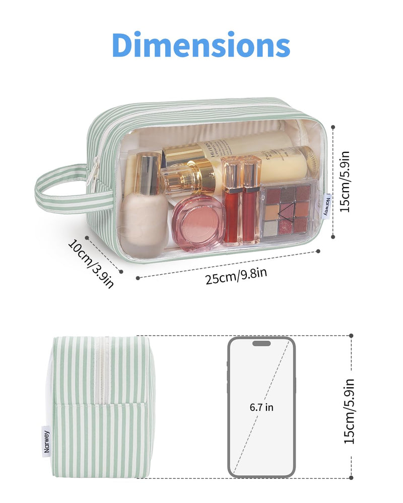 Narwey 6 Set Checkered Packing Cubes with Clear Toiletry Bags
