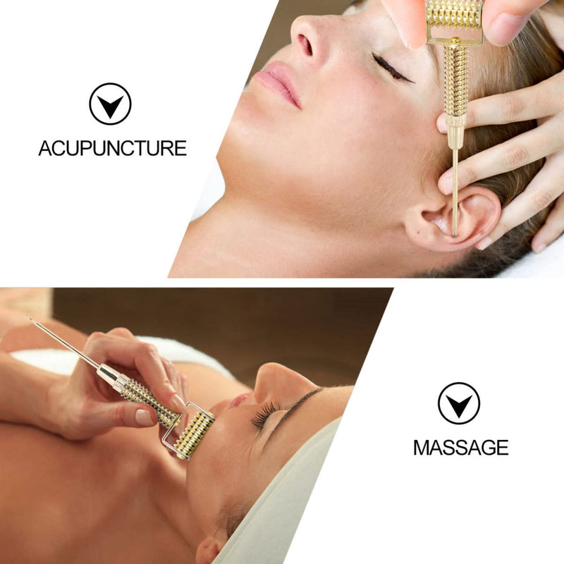 [Australia] - Roller Stick Copper Needle Ear Detecting Massager Spring Acupoint Flexible Acupuncture Golden Massage Er Pen Probe 