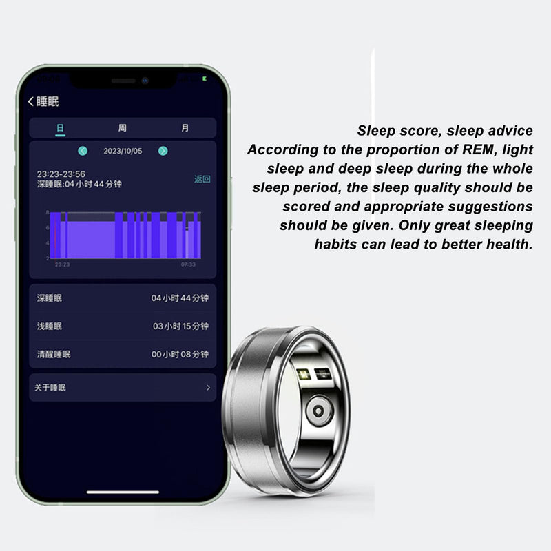 [Australia] - FOSA Smart Health Ring, NFC Sleep Monitor with Temperature Tracking, Step Counter, IP68 Waterproof, for Video Scrolling, Book Page Flipping (Silver) 