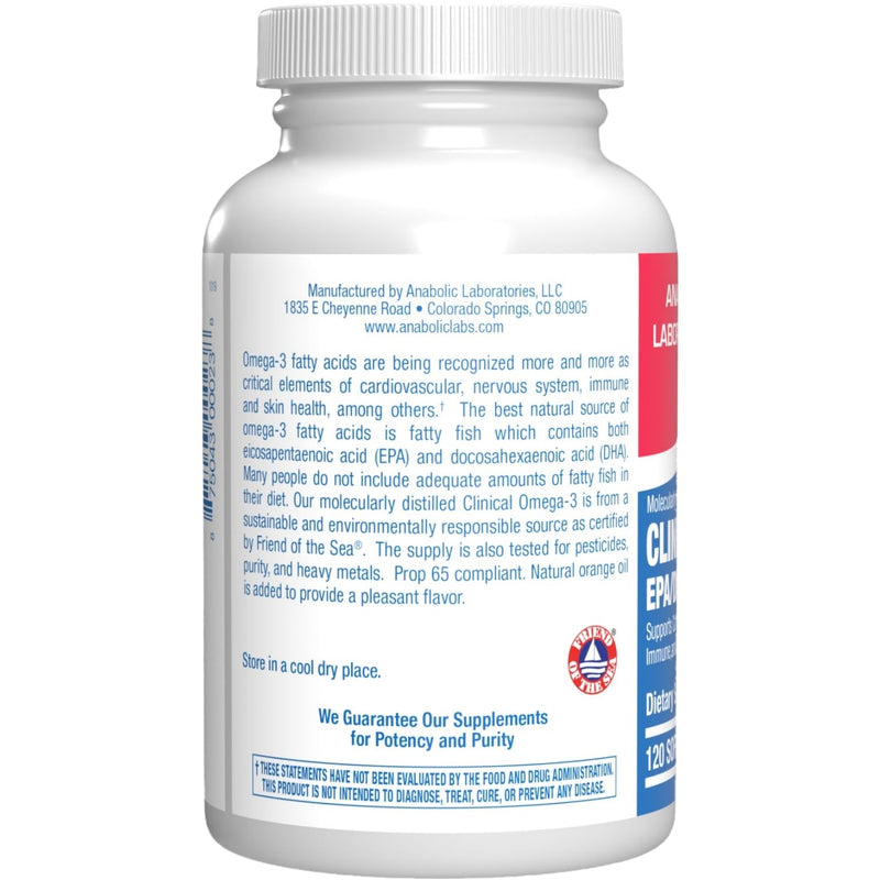 Clinical Omega 3 Fish Oil Supplement with EPA and DHA - 120 Orange Flavored Softgels for Heart, Immune, and Nervous Health - 1200mg of Molecularly Distilled Omega-3