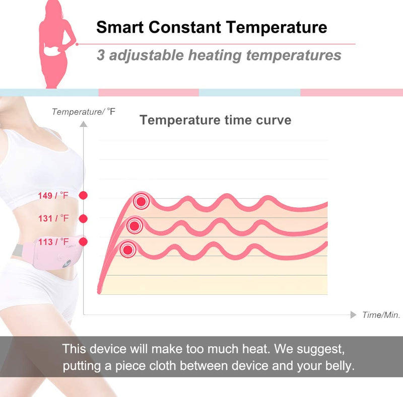 [Australia] - Portable Cordless Heating Pad, Electric Waist Belt Device, Fast Heating Pad with 3 Heat Levels and 3 Massage Modes, Back or Belly Heating Pad, Gifts for Her, Women and Girl Pink 