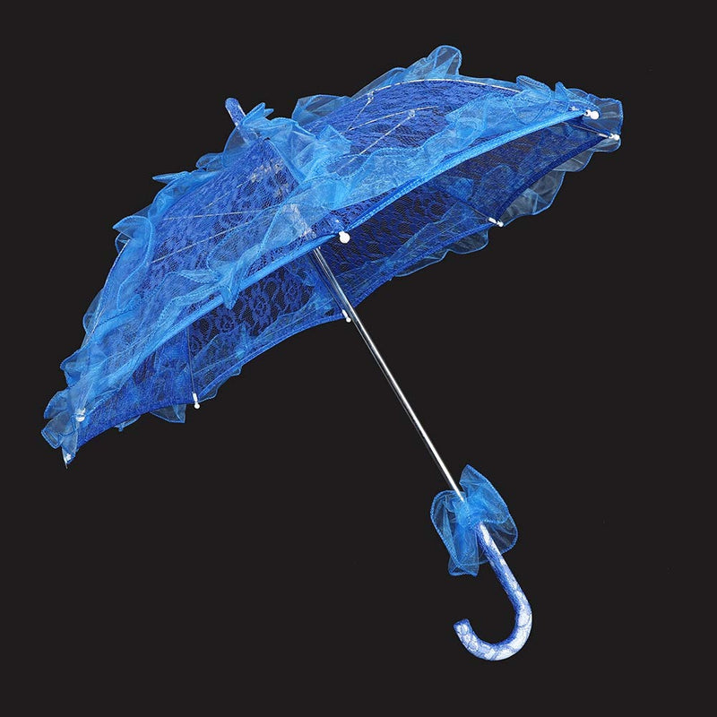 Haofy Lace Umbrella Bridal Umbrella Parasol Vintage Bridal Lace Cotton Umbrella for Wedding Parties Dancing Photography Prop (Navy)