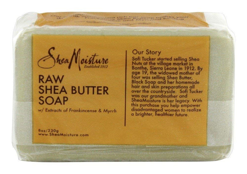 Shea Moisture Raw Butter Bar Soap, 8 Ounce, Pack of 2 Coconut & Frankincense & Myrrh 8 Ounce (Pack of 2)