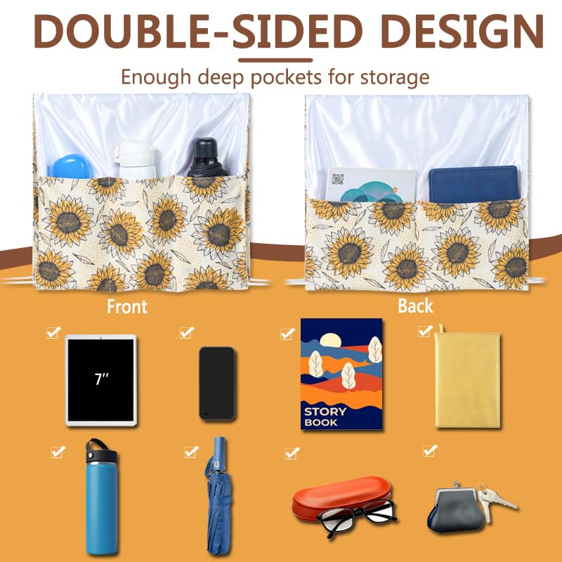 [Australia] - Walker Bag, Double-Sided Walker Basket for Folding Walker, Multi Pockets Walker Accessories Bags for Rollator, Wheelchair Accessories Storage Organizer (Sunflower) Sunflower 