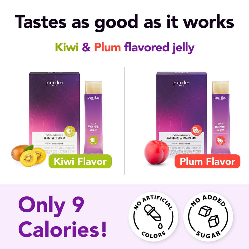 Glow, 1200mg Snail Mucin Supports Skin Elasticity, Collagen Peptides Jelly Stick, Kiwi Flavor, Biotin, Vitamin C, Hyaluronic Acid, Prebiotics, Korean Skin Care, 10 Sticks