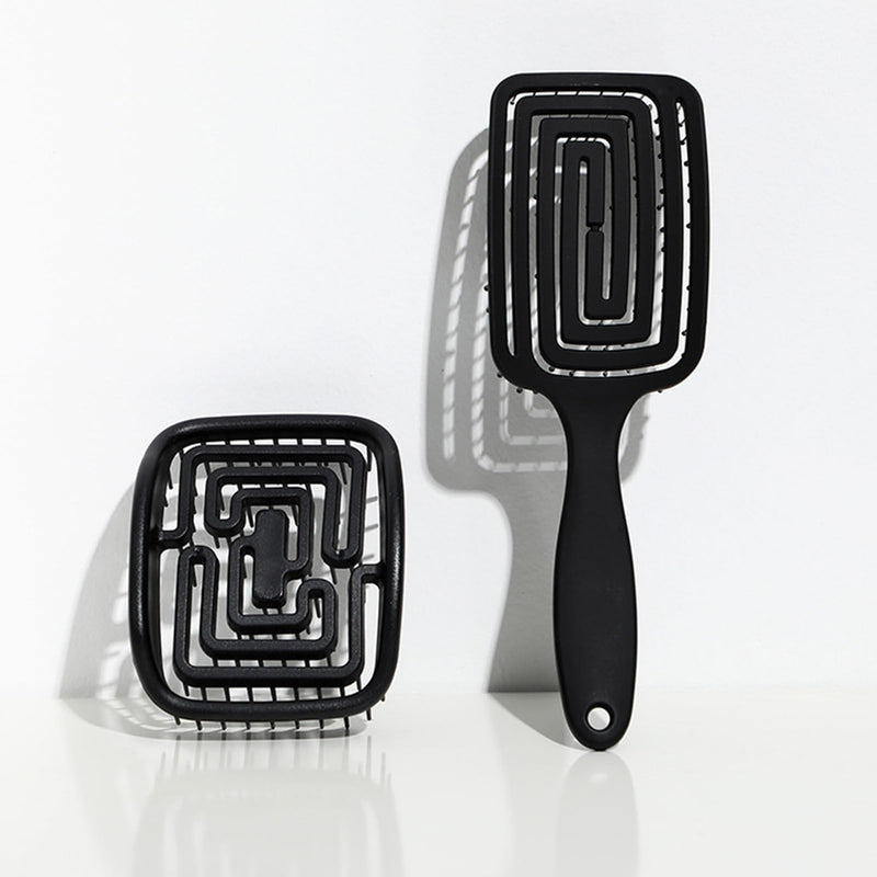 [Australia] - MIUPOO Professional Curly Vented Hair Brush,Hair Scalp Massager Shampoo Brush,Detangler Brush for Faster Blow Drying and Scalp Scrubber for Deep Cleaning Hair Set,Scalp Massagers,2 Pieces,Black Black 