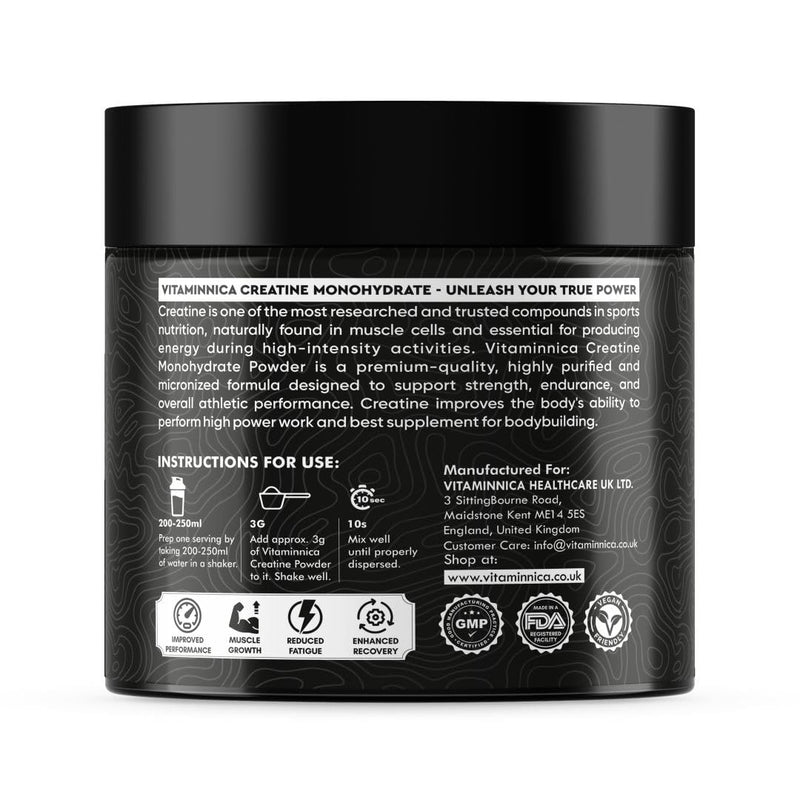 Vitaminnica Creatine Monohydrate Powder- 33 Servings Unflavoured | Strength, Muscle Growth, Performance, Endurance and Energy Recovery
