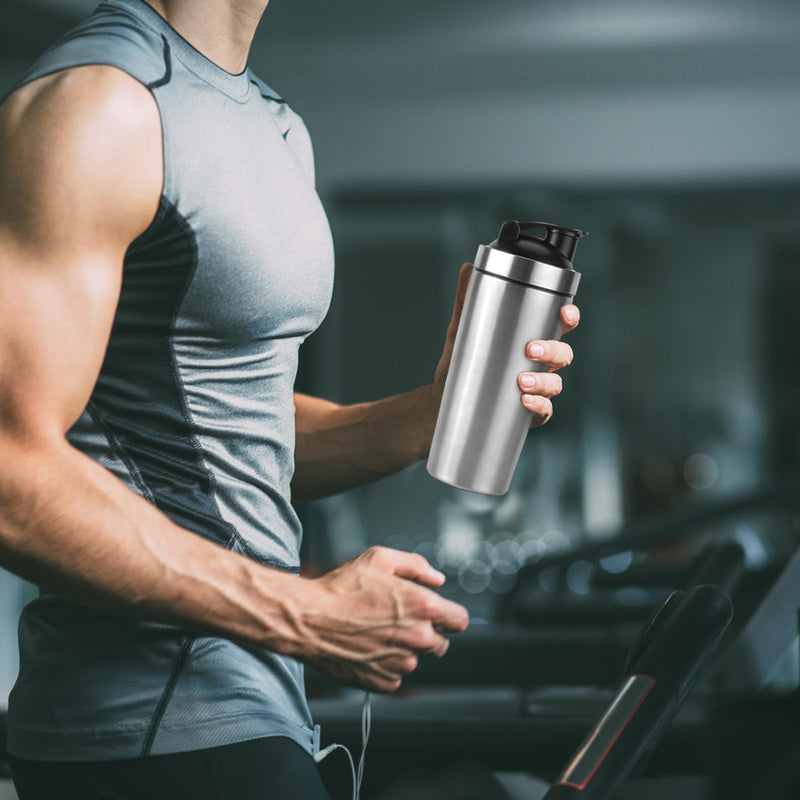 [Australia] - POFIBO stainless steel protein shaker, 750ML shaker for protein shake, sports fitness protein shaker with steel ball, BPA-free and leak-proof protein shaker, ideal for protein powder and protein shakes 