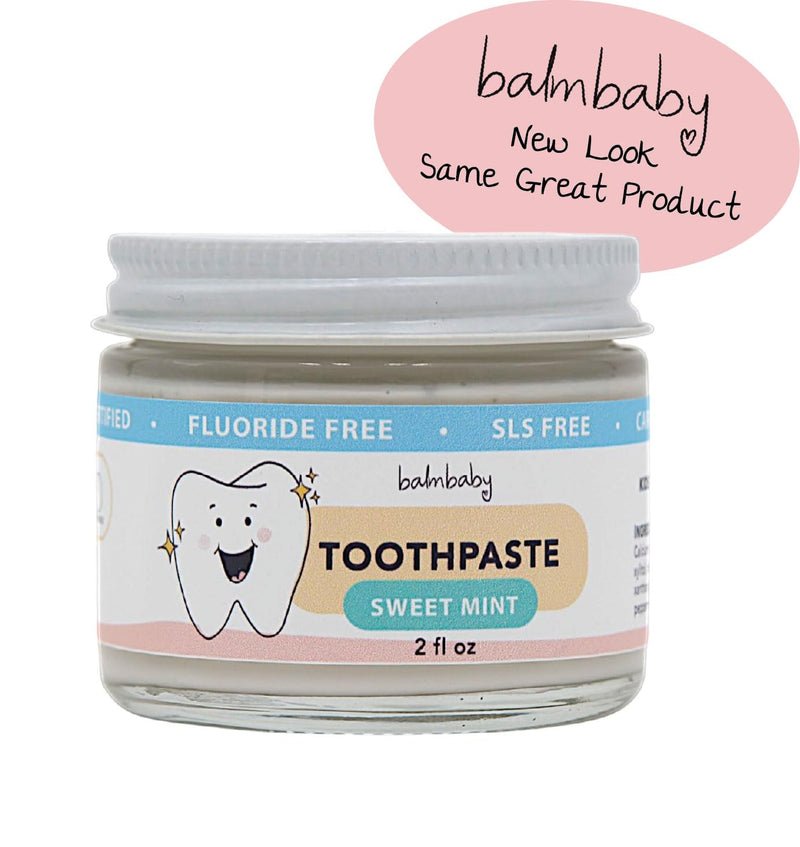 [Australia] - BALM! Baby Kids All Natural Fluoride Free Toothpaste with Xylitol, SLS Free, Vegan, Gluten Free, BPA Free, Zero Waste, Mint, 2 fl oz 