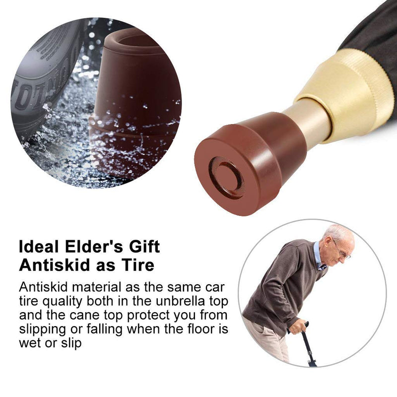 Stick 2-in-1,Self Defense Cane Umbrella Man, Auto Open Long Handle, Large Detachable Sturdy Walking Stick Man Crutch Umbrella for Father's Day,Elderly Men(Black)
