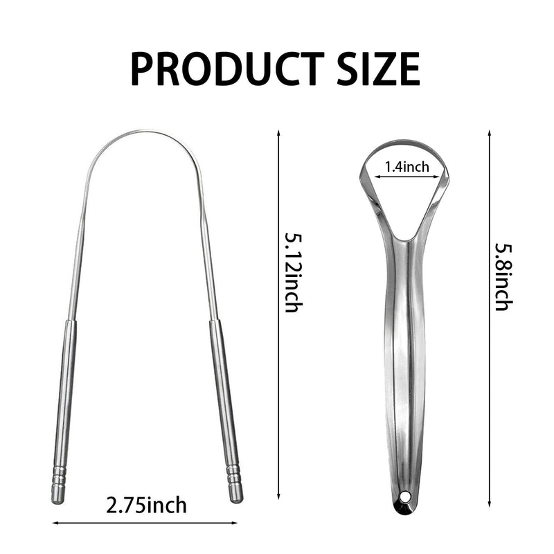 [Australia] - 2 Pack Tongue Scraper,Stainless Steel Tongue Cleaners,Tongue Scraper for Adults, Reduce Bad Breath and Fresh Breath(Silver) 2 Pack Silver U-shaped 